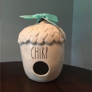 Rae Dunn acorn, chirp birdhouse